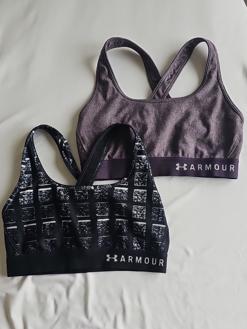Under Armour Black & Purple Women’s Supportive Sports Bras - Set of 2